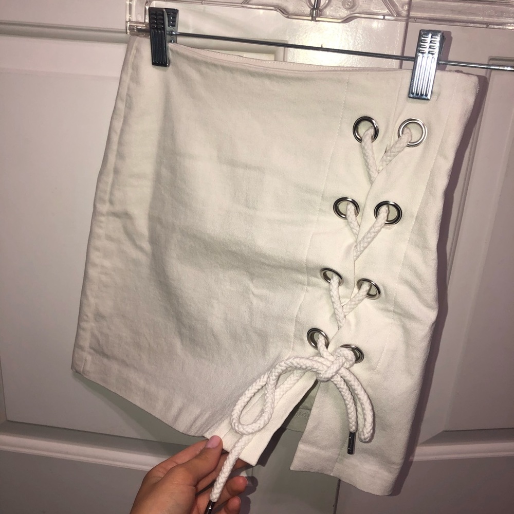 Alpha & Omega White mini skirt with slit